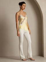 [Lys Gul] SilkSilky-NO Spaghetti Strap V Neck Camisole Topp 009
