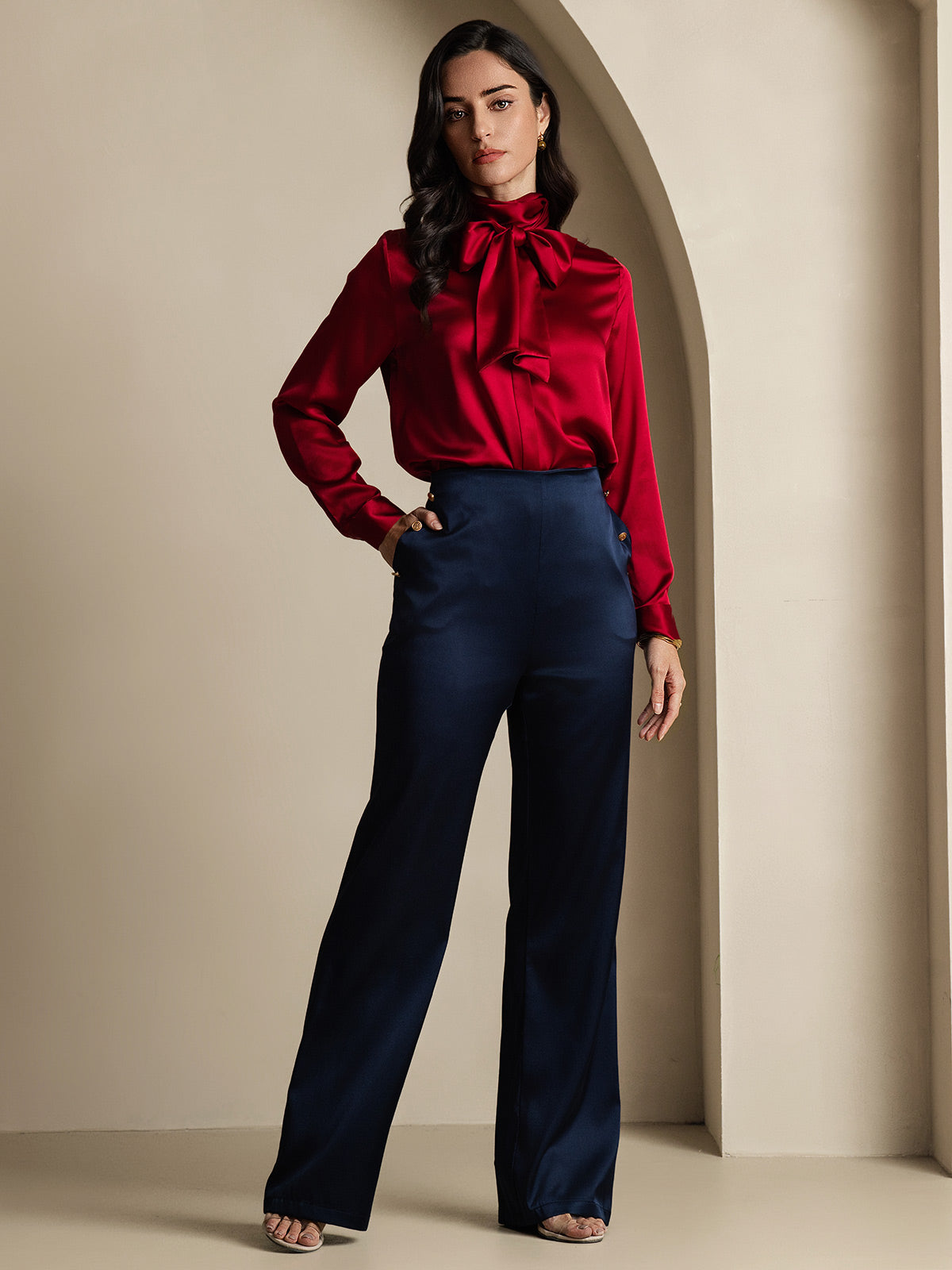 [Mørke blå] SilkSilky-NO 19Momme Damebukser 001