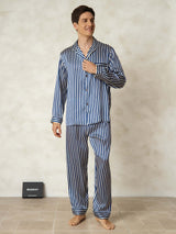 [Marine Stripe] SilkSilky-NO 19Momme Mens Pajamas 007,