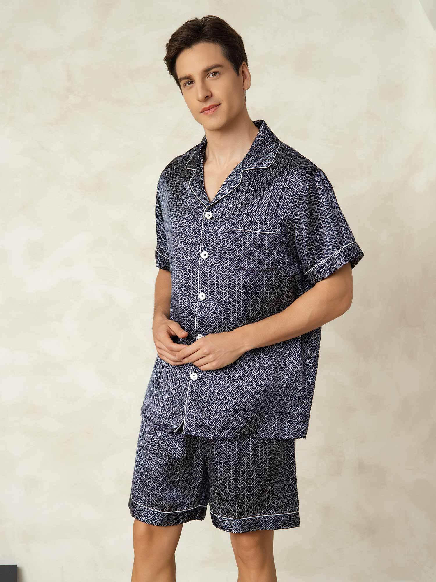 [MarineGinkgo] SilkSilky-NO Silke Lapel Collar Pyjamas for menn 003