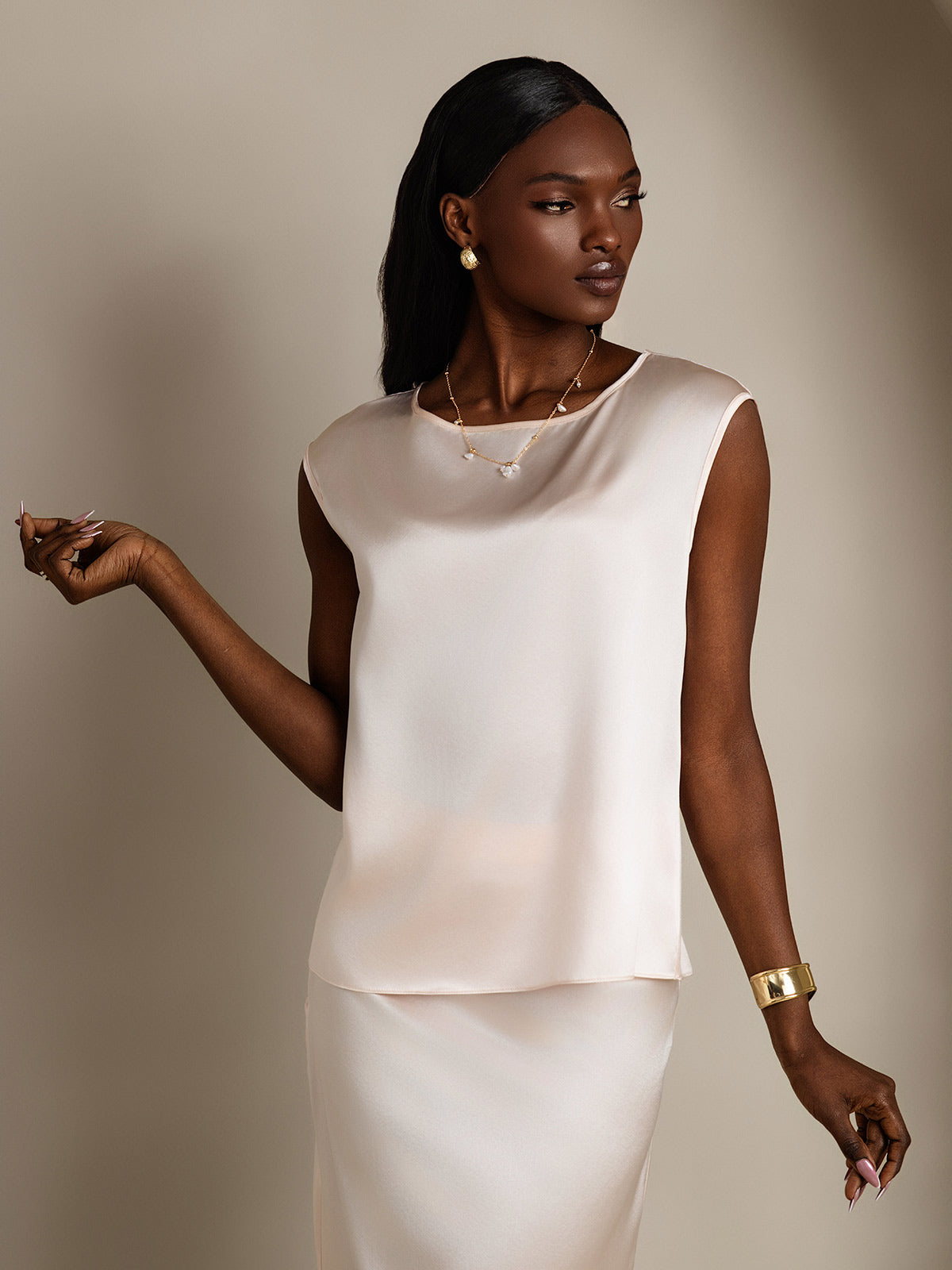 [Rosa] SilkSilky-NO 19Momme Silke Womens T-Shirt 005