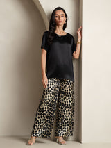 [Multi] SilkSilky-NO Pure Silk Short Sleeve Round Neck Pyjamas for Kvinner 006