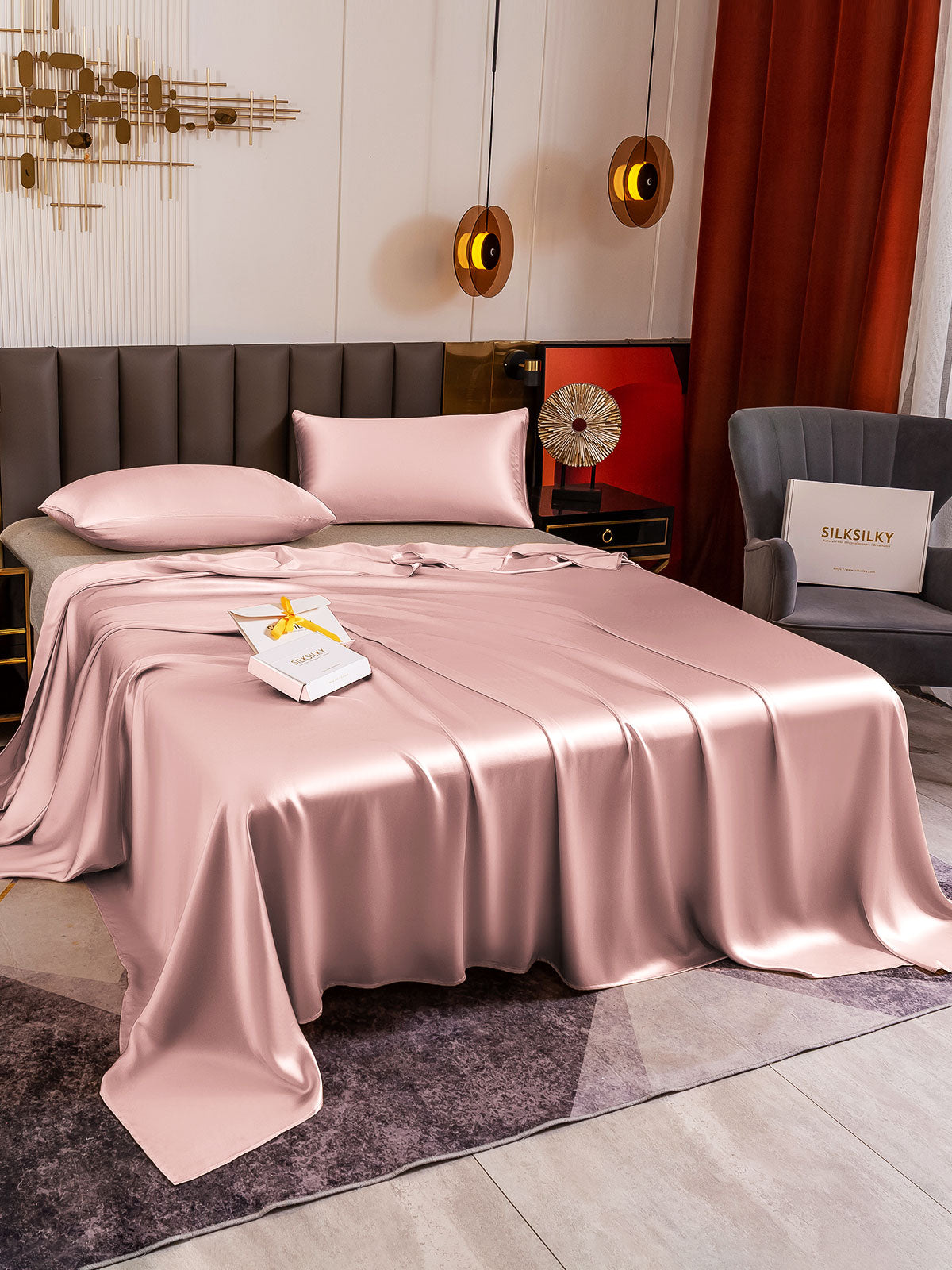 [Blek Mauve] SilkSilky-NO 19Momme Bedding Set 004