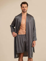 [Svart Ginkgo] SilkSilky-NO Long Sleeve Pyjamas for menn 003