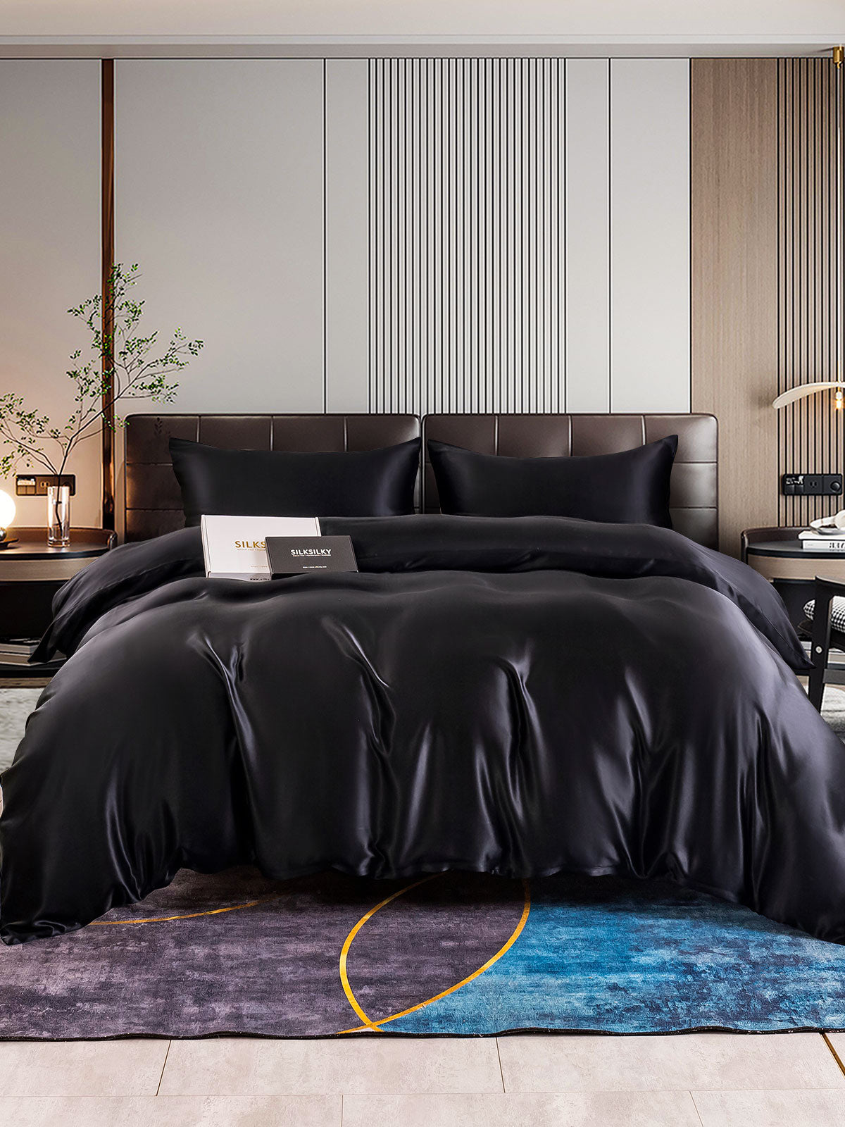 [Svart] SilkSilky-NO 22Momme Bedding Set 001