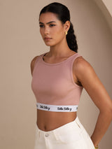 [Rosa] SilkSilky-NO Sleeveless Crew Neck Camisole Topp 005