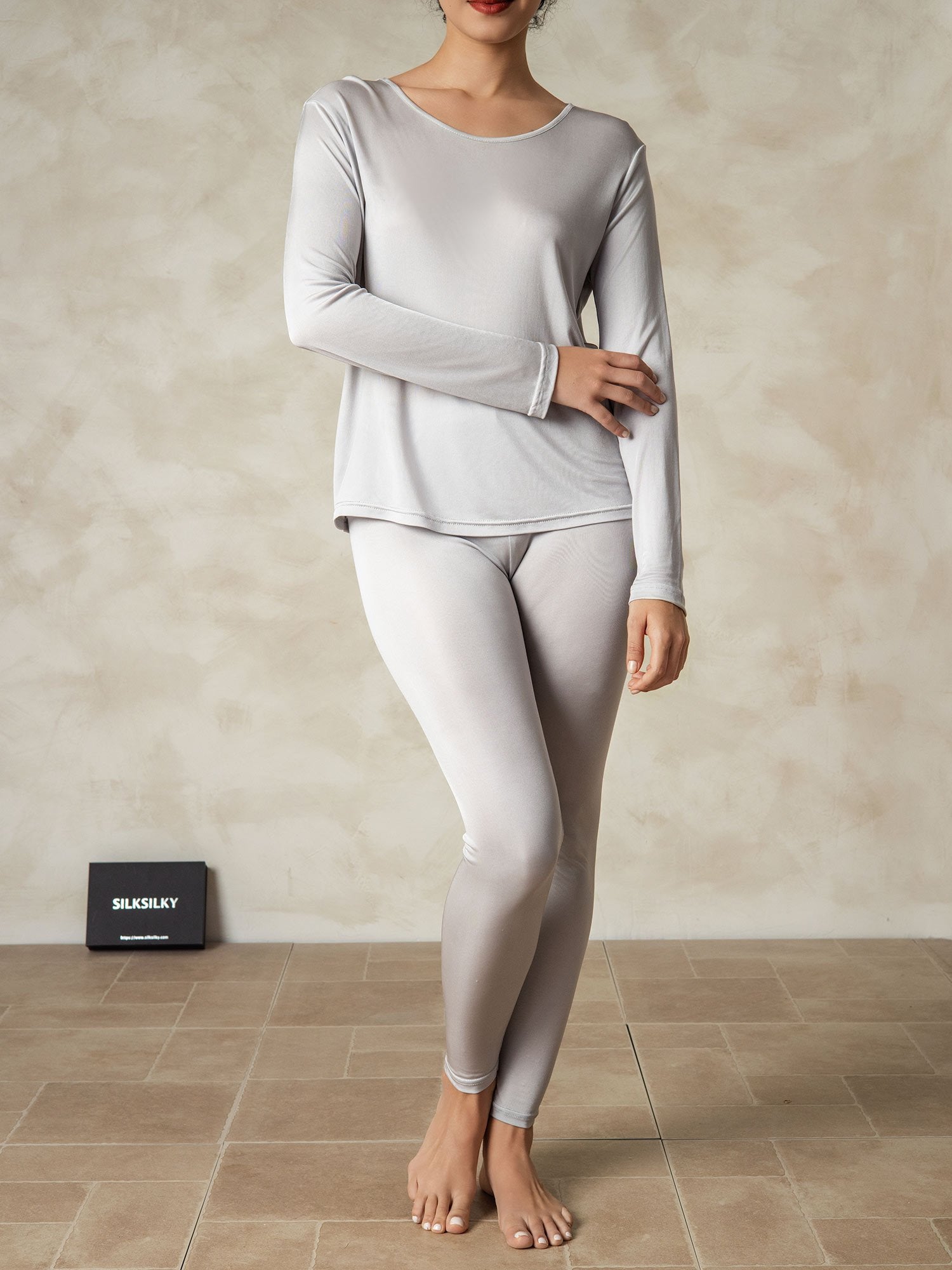 [Sølv] SilkSilky-NO Silke Womens Pajamas 003
