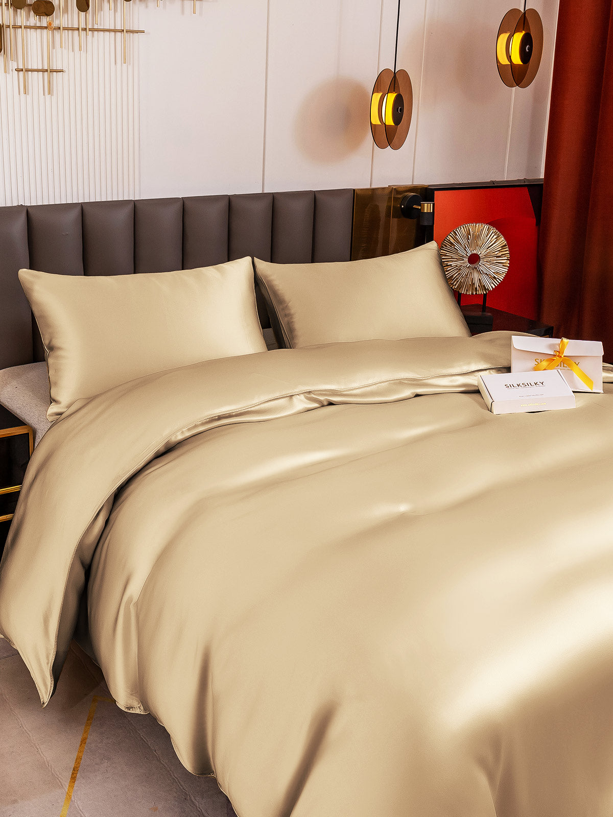 [Beige] SilkSilky-NO 19Momme Bedding Set 003