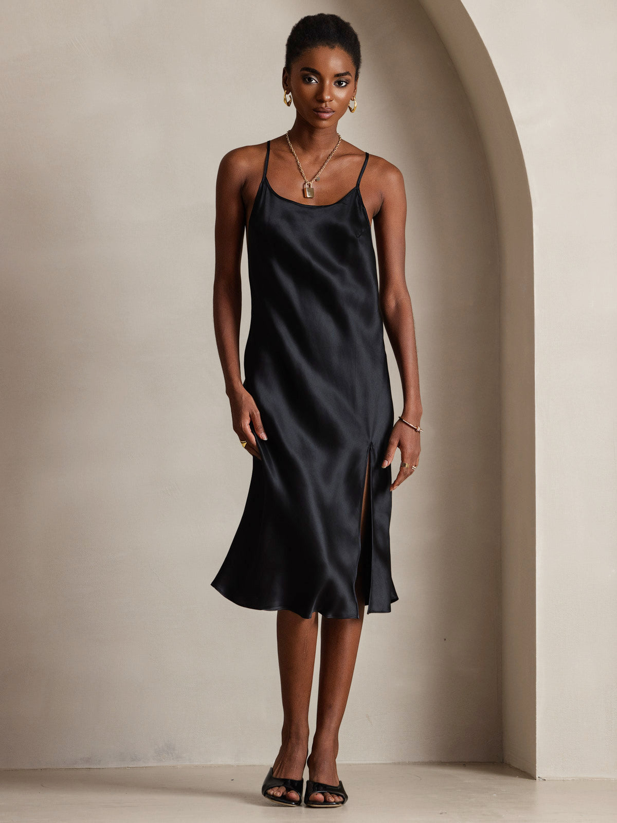 [Svart] SilkSilky-NO Dress 005,