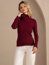 [Vin] SilkSilky-NO Long Sleeve Turtle Neck T-skjorte for Kvinner 004