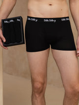 [Svart] SilkSilky-NO 100% Silk Jersey Undertøy for Menn 001