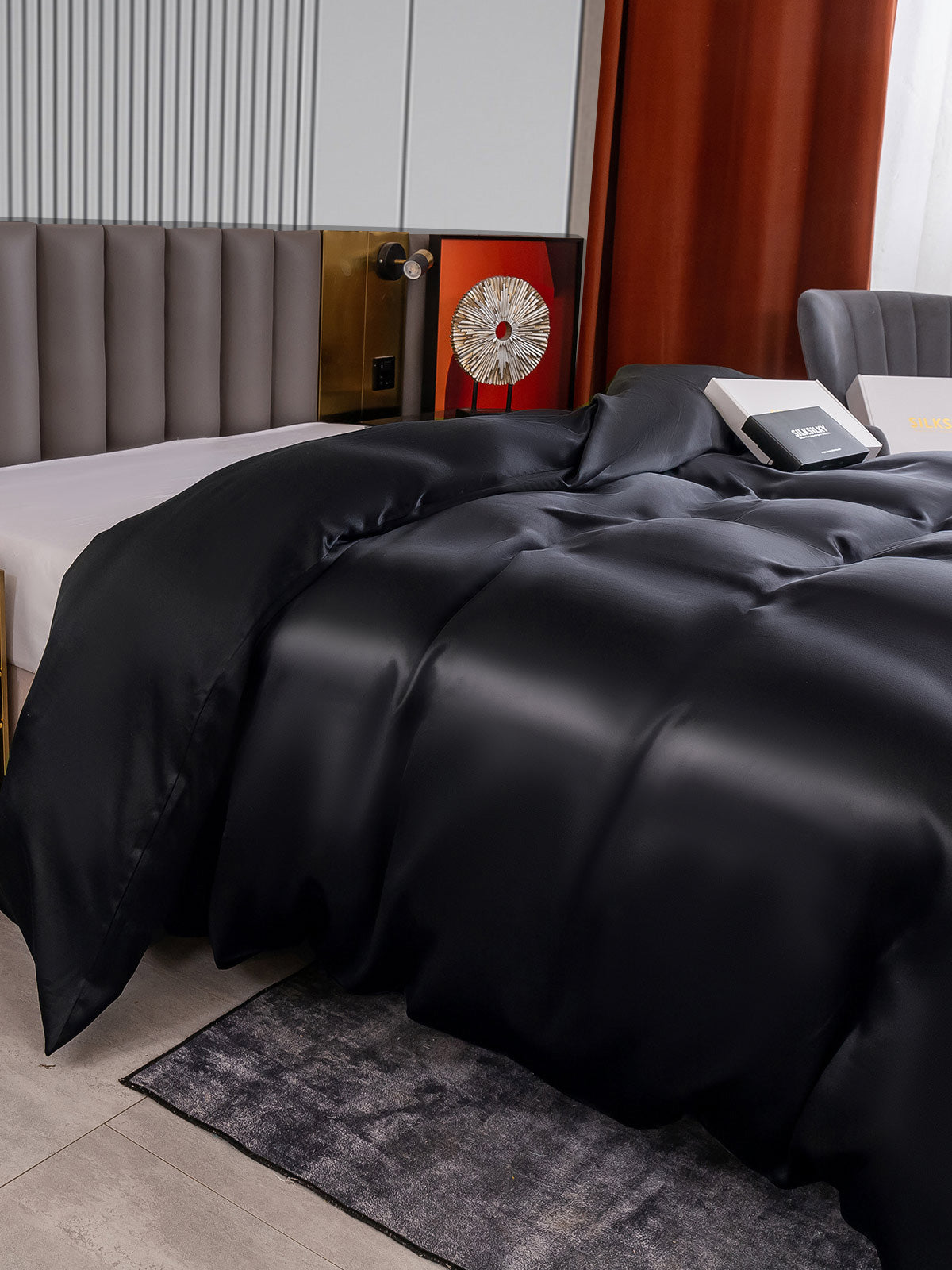 [Svart] SilkSilky-NO 22Momme Duvet Cover 003