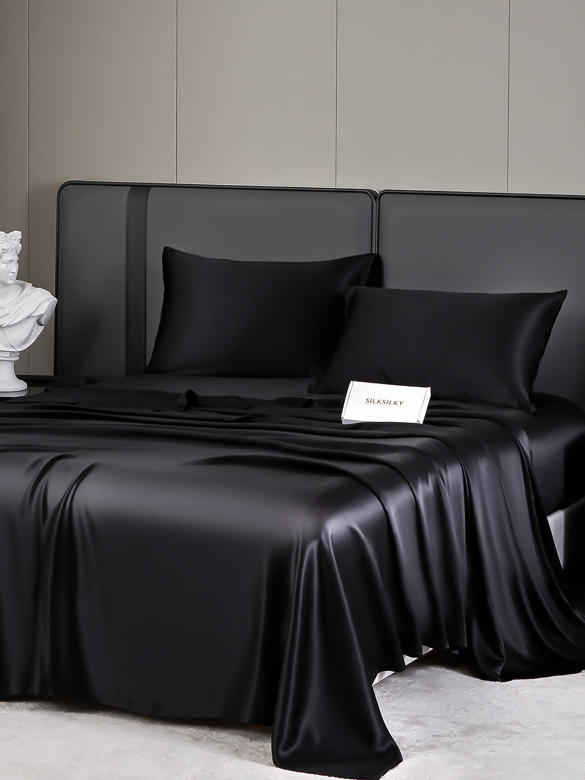 [Svart] SilkSilky-NO 19Momme Bedding Set 005
