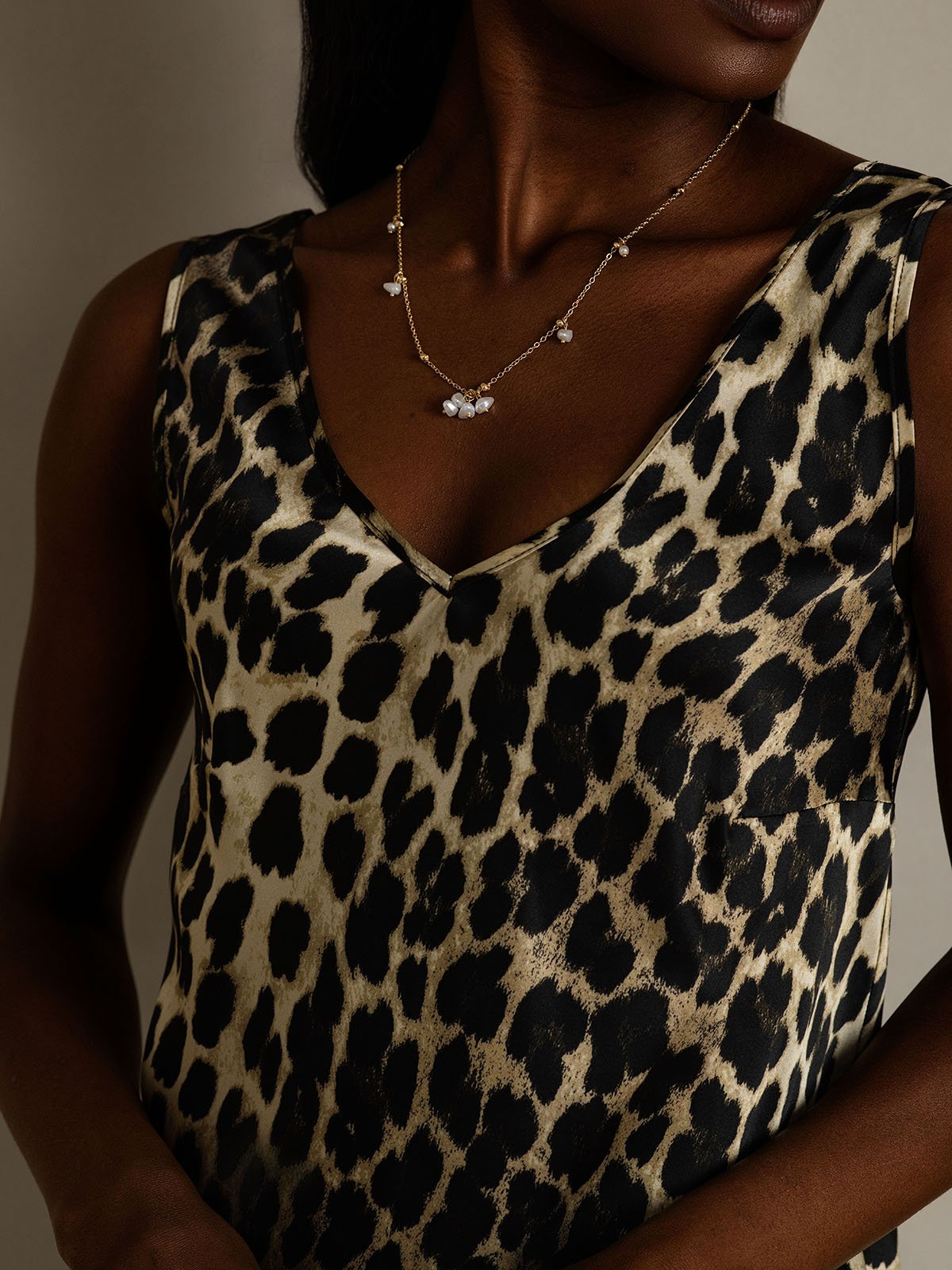 [Leopard] SilkSilky-NO 19Momme Silke V-Hals Camisole Topp 008
