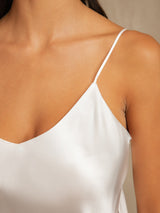 [Hvit] SilkSilky-NO Spaghetti Strap V Neck Camisole sett 008