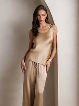 [Champagne] SilkSilky-NO Ermeløs Firkantet Hals Camisole sett 003