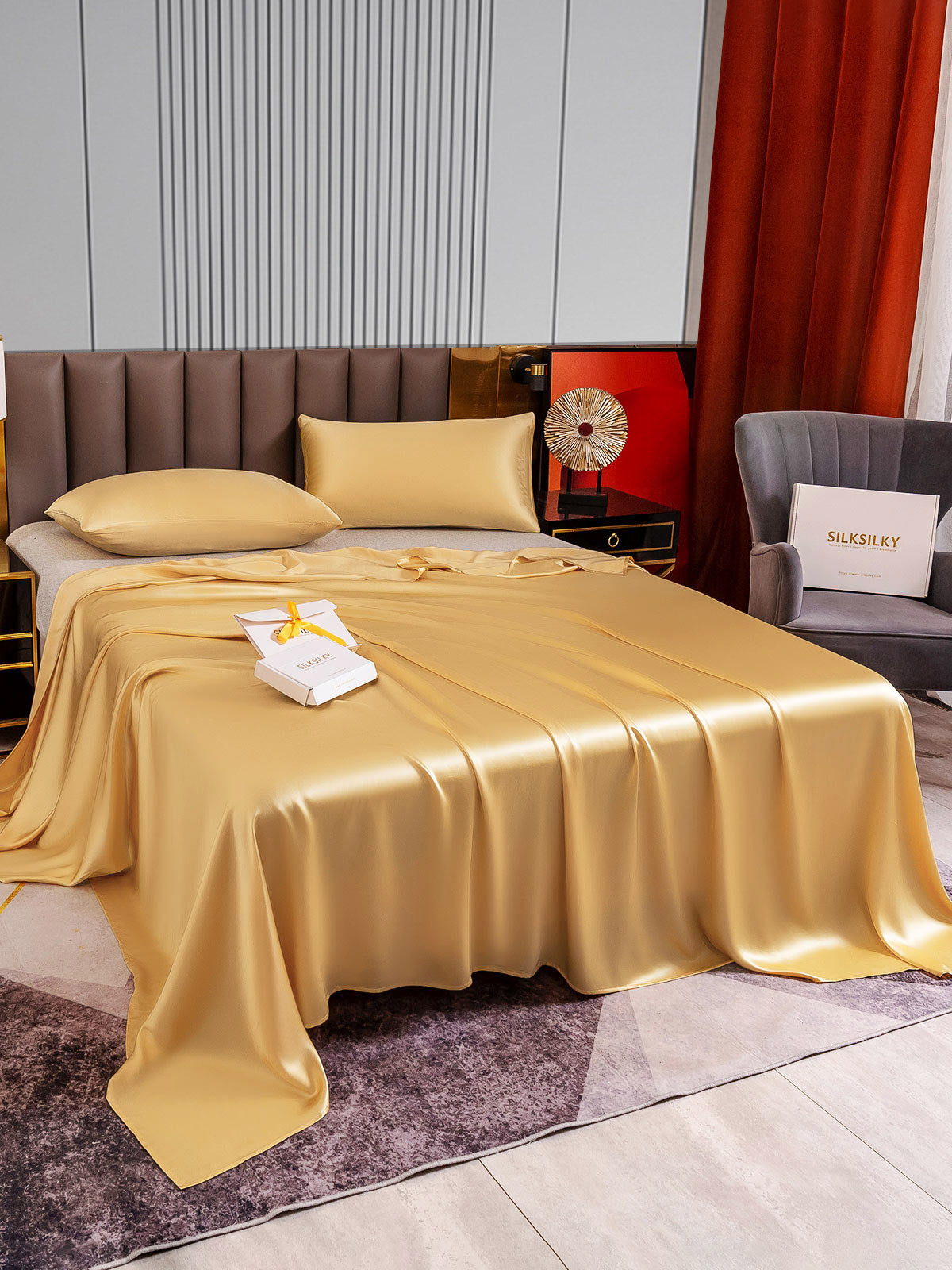 [Champagne] SilkSilky-NO 22Momme Bedding Set 004