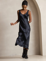 [Svart] SilkSilky-NO Sleeveless Kjole 004