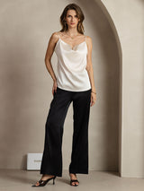 [Lysegrå] SilkSilky-NO Spaghetti Strap Cowl Neck Camisole Topp 003