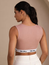 [Rosa] SilkSilky-NO Sleeveless Crew Neck Camisole Topp 002
