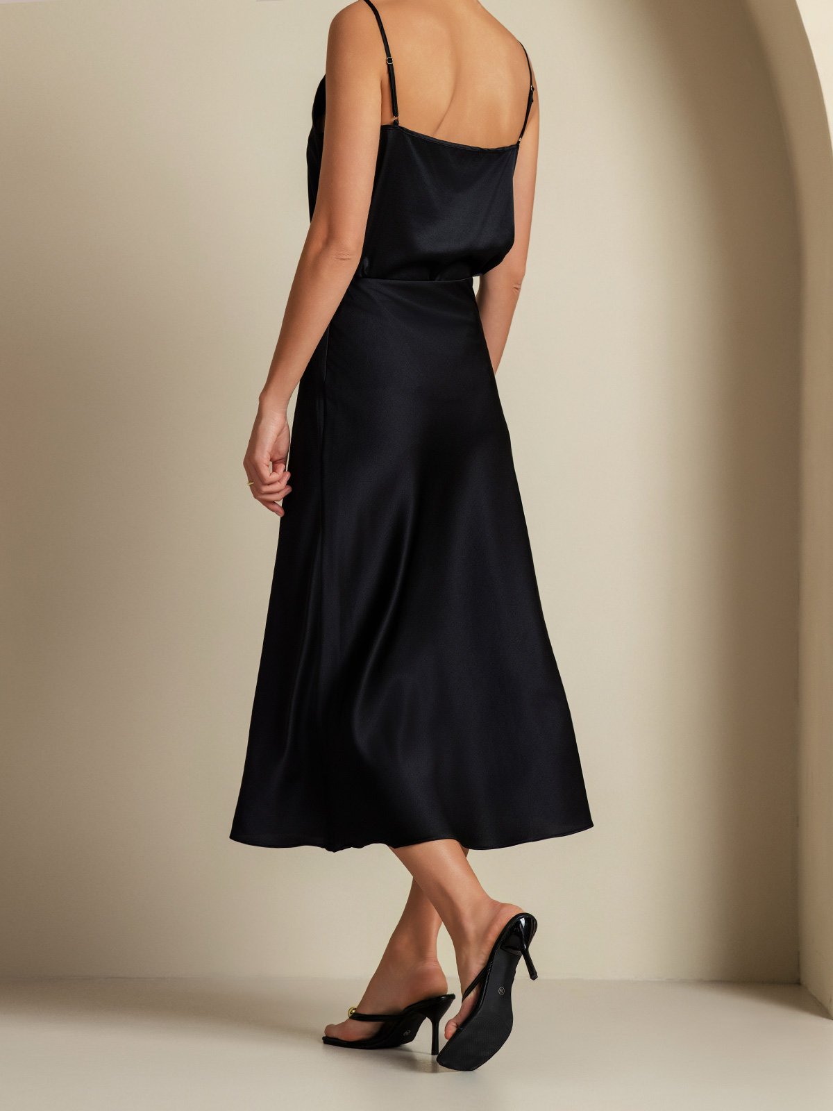 [Svart] SilkSilky-NO 19Momme Silke Womens Outfit Sets 002,