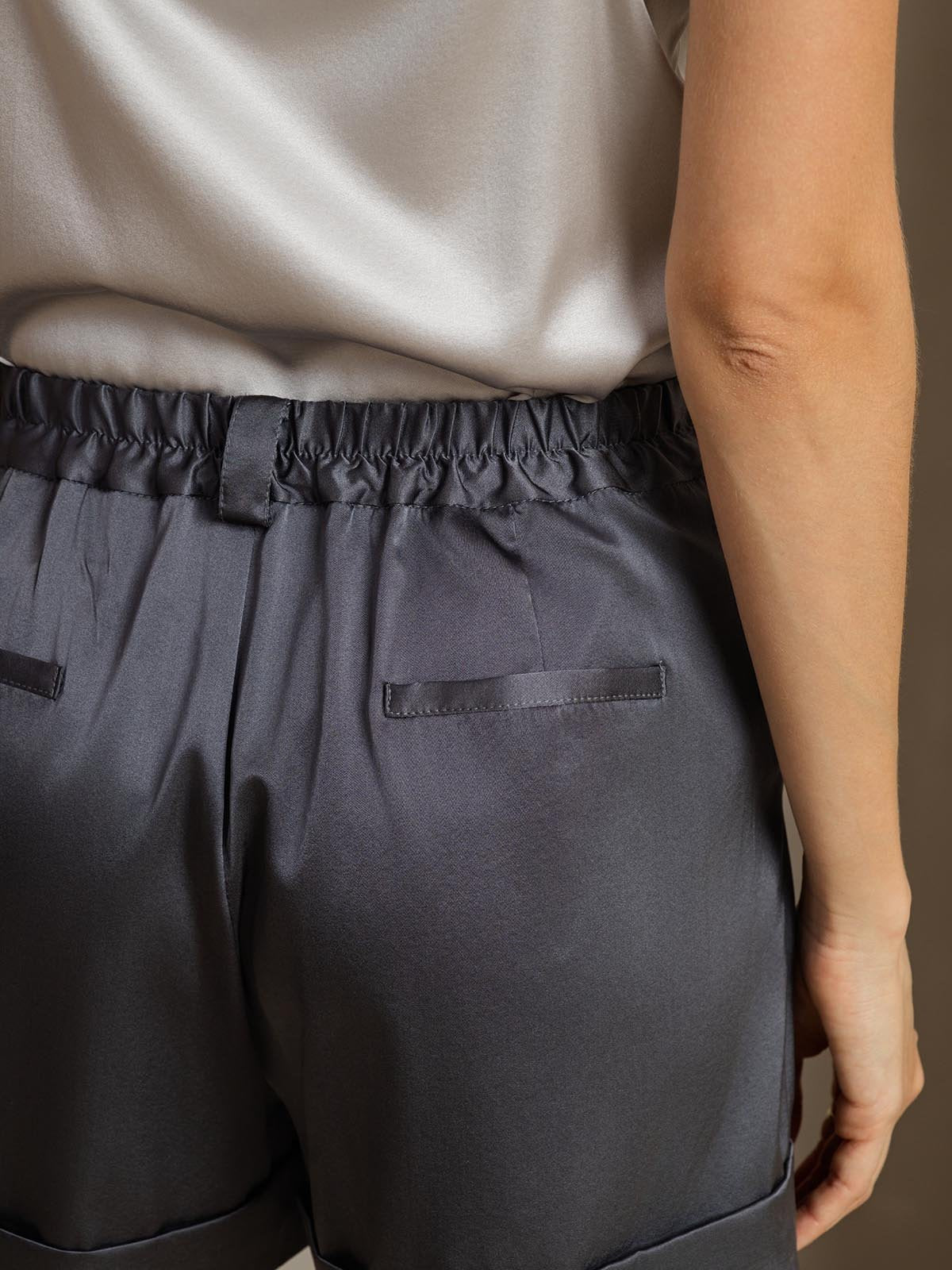 [Mørkegrå] SilkSilky-NO 19Momme Silke Womens Shorts 005