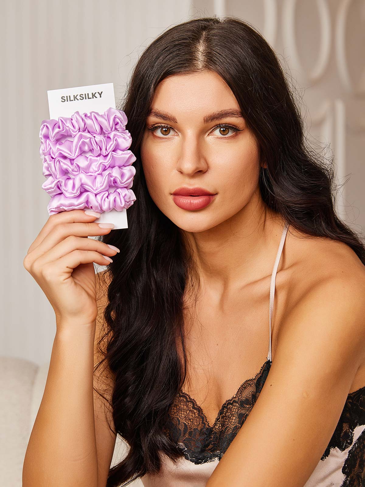 [Lavendel] SilkSilky-NO 19Momme Scrunchie 001