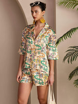 [Sandkrokodille] SilkSilky-NO Short Sleeve Notch Collar Pyjamas for Kvinner 004