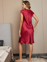 [Vin] SilkSilky-NO Cap Sleeve V Neck Nattkjole 002