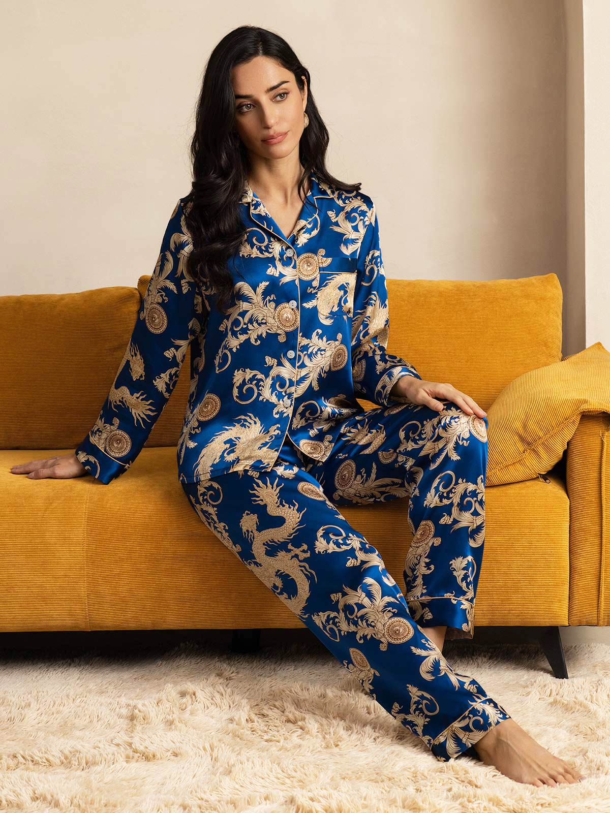 [Navy Drage] SilkSilky-NO Womens Pajamas 008