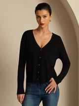 [Svart] SilkSilky-NO Long Sleeve Dame Cardigan 003