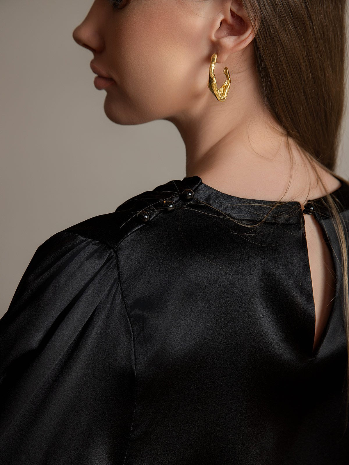 [Svart] SilkSilky-NO 19Momme Silke Womens Shirt 004