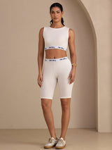 [Hvit] SilkSilky-NO Sleeveless Crew Neck Camisole Topp 007