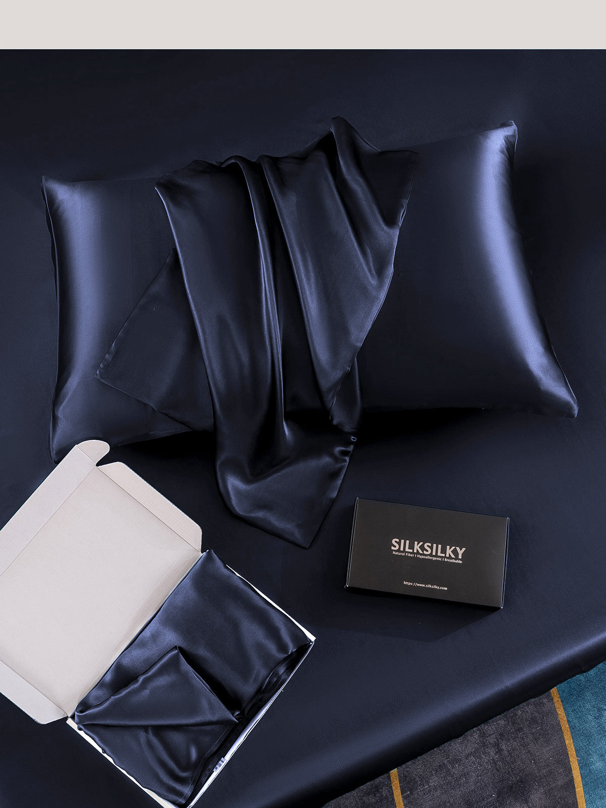 [Mørke blå] SilkSilky-NO 22Momme Pillowcase 005