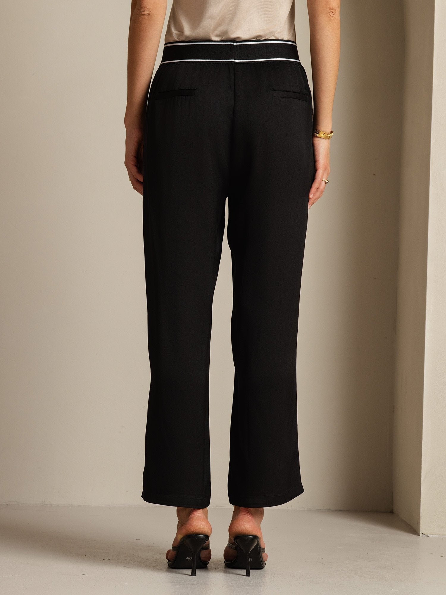 [Svart] SilkSilky-NO 22Momme Silke Womens Pants 002