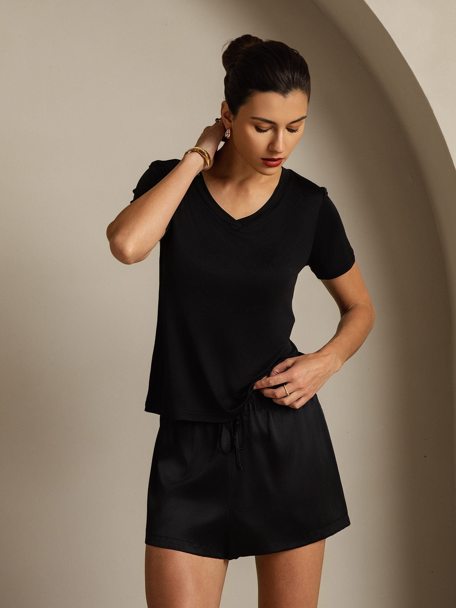 [Svart] SilkSilky-NO Silke Womens T-Shirt 005