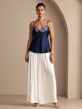 [Mørke blå] SilkSilky-NO Spaghetti Strap V Neck Camisole Topp 006