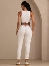 [Hvit] SilkSilky-NO Sleeveless Crew Neck Women's Outfit Sets 002