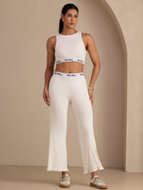 [Hvit] SilkSilky-NO Sleeveless Crew Neck Women's Outfit Sets 005