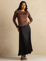 [Kaffe] SilkSilky-NO Long Sleeve Crew Neck T-skjorte for Kvinner 009