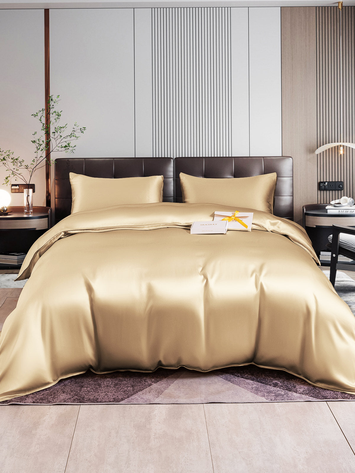 [Beige] SilkSilky-NO 22Momme Bedding Set 002