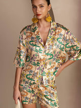 [Sandkrokodille] SilkSilky-NO Short Sleeve Notch Collar Pyjamas for Kvinner 005
