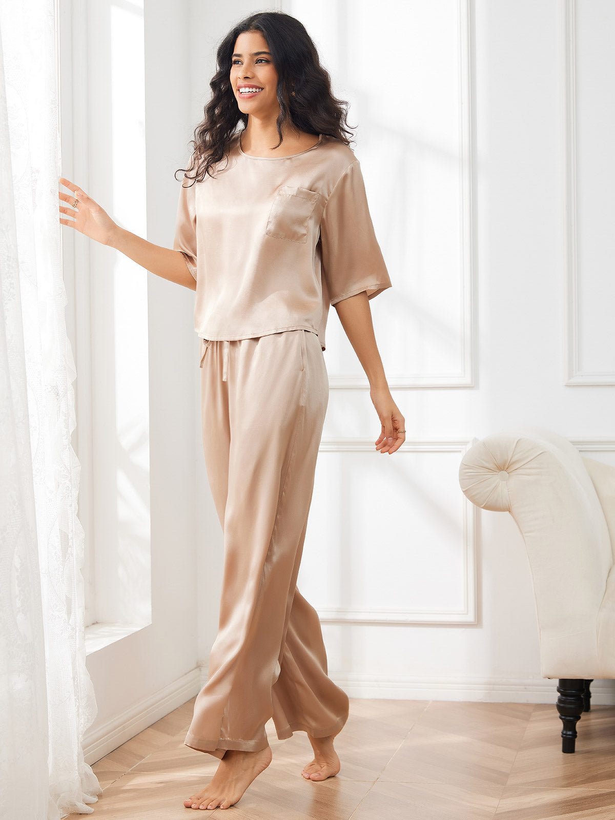 [Champagne] SilkSilky-NO Womens Pajamas 004