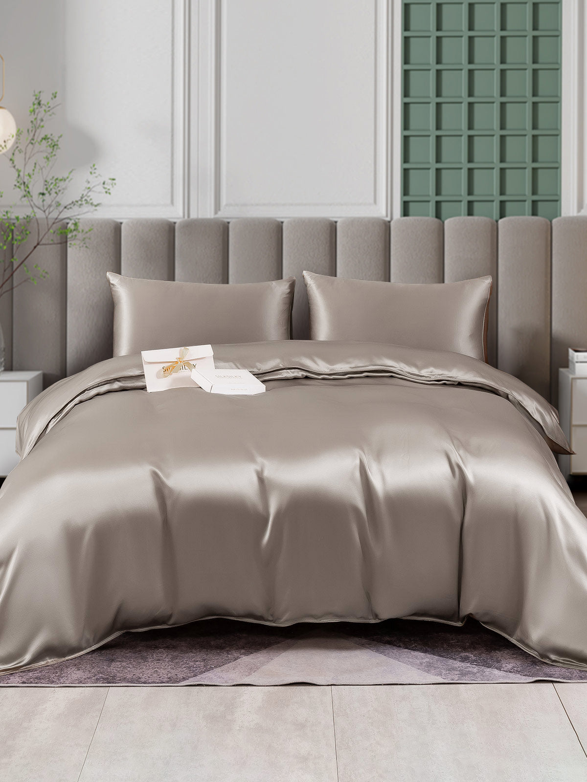 [Grå] SilkSilky-NO 25Momme Bedding Set 001