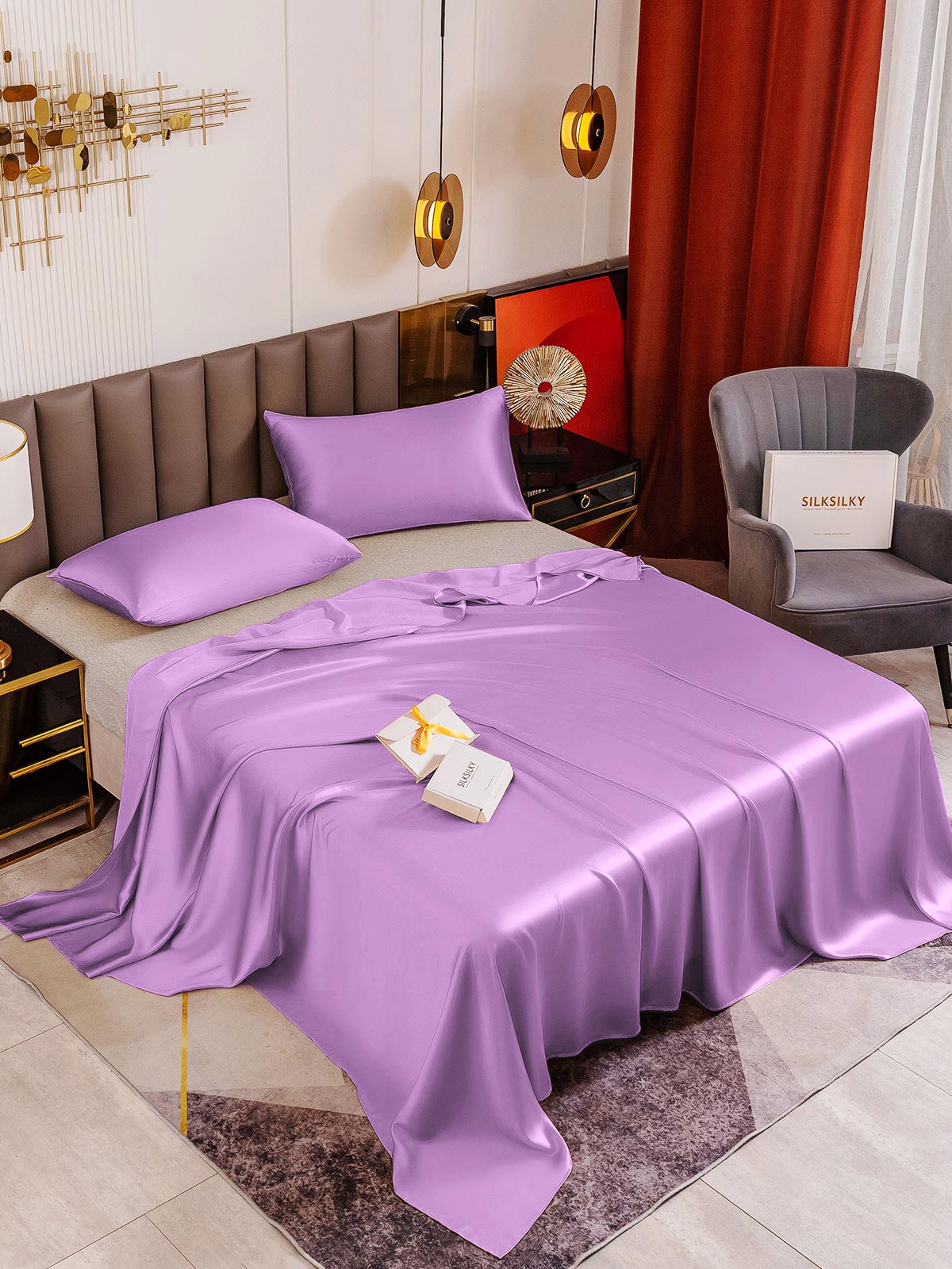 [Lavendel] SilkSilky-NO 19Momme Bedding Set 001
