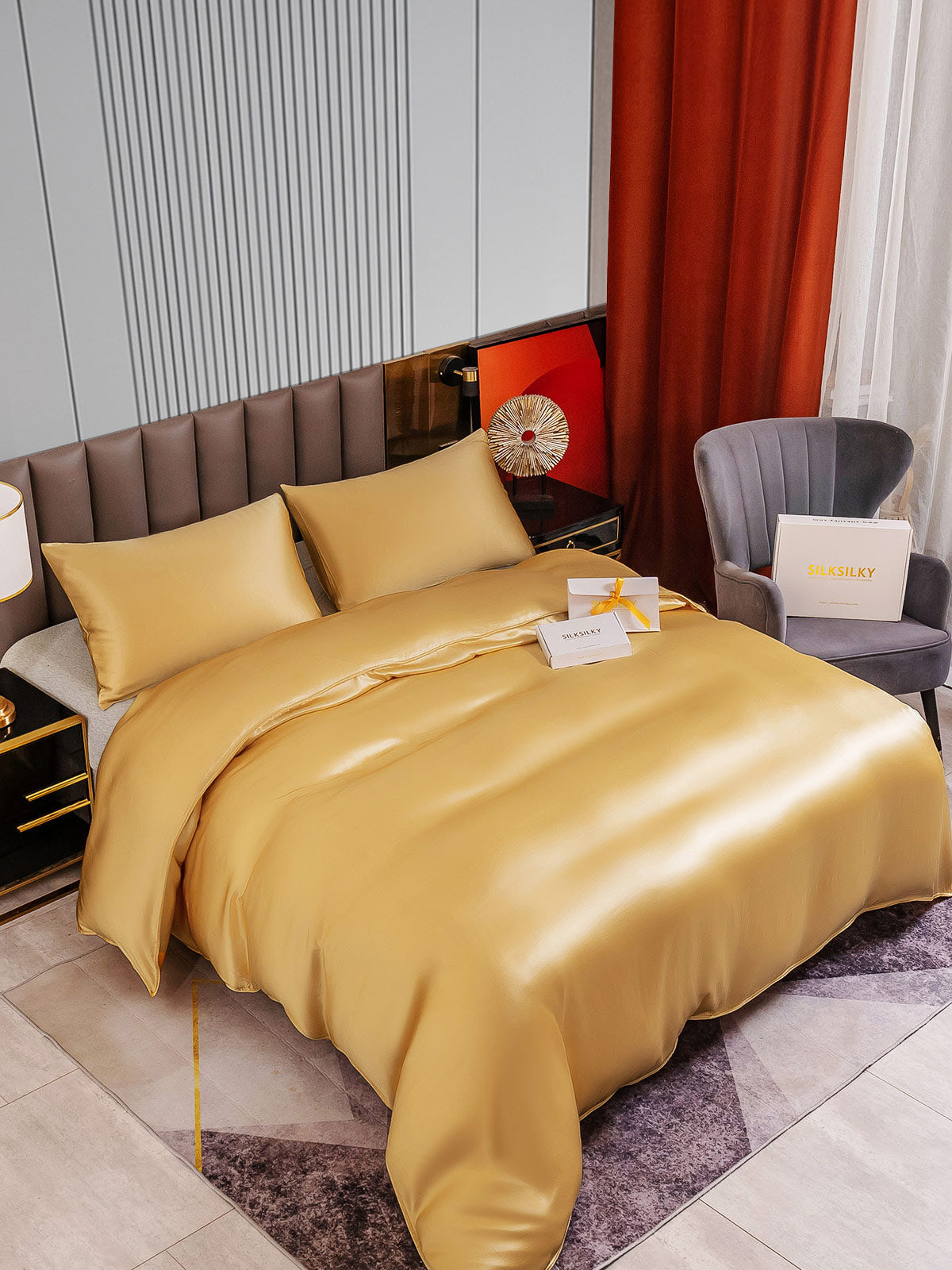 [Champagne] SilkSilky-NO 22Momme Bedding Set 002