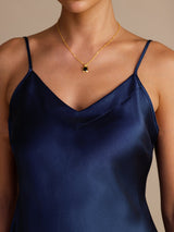[Mørke blå] SilkSilky-NO Spaghetti Strap V Neck Camisole Topp 003