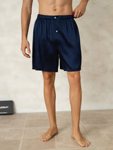 [Mørke blå] SilkSilky-NO Men's Sleep Shorts 001