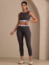 [Grå] SilkSilky-NO Sleeveless Crew Neck Women's Outfit Sets 006