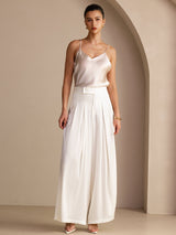 [Beige] SilkSilky-NO Spaghetti Strap V Neck Camisole Topp 006